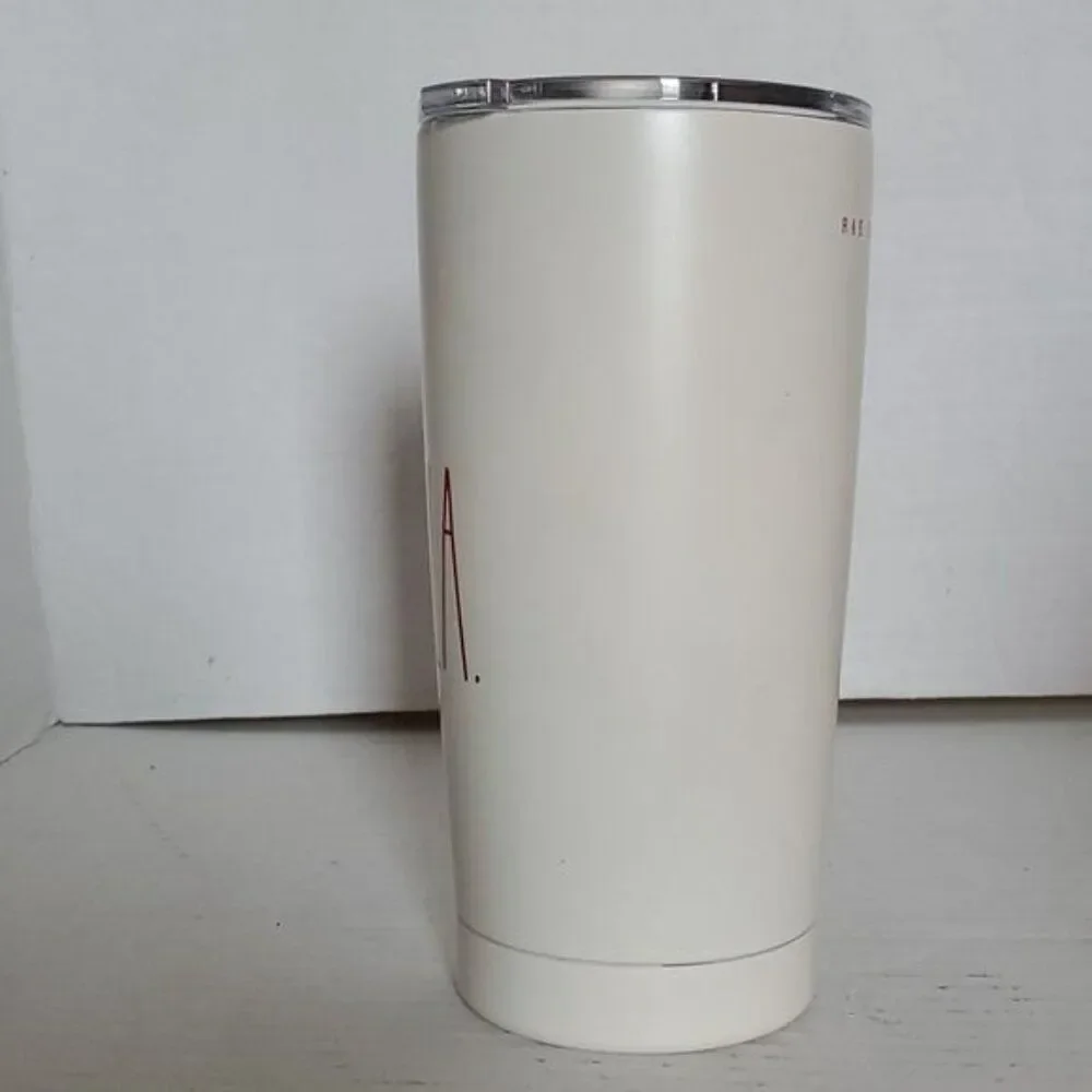 Rae Dunn 17 oz Fa LA LA Travel Tumbler Mug Cup STAINLESS STEEL White HOLIDAY